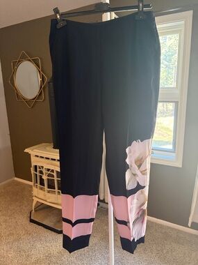 Ted Baker Navy Pants with Pink Floral Accent